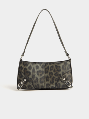 Animal Print Buckle Shoulder Bag